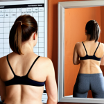 **Image of Self-Awareness through Habit Tracking:** A person looking in a mirror. The mirror reflects not their physical appearance, but charts and graphs showing tracked habits (e.g., exercise, healthy eating). The person appears thoughtful and enlightened. The background shows hints of a cluttered room becoming more organized, symbolizing improved habits.